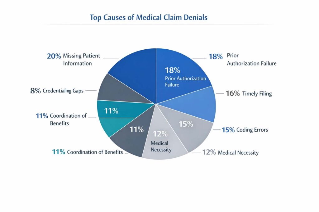Top causes of medical claim denials in healthcare revenue cycle management
